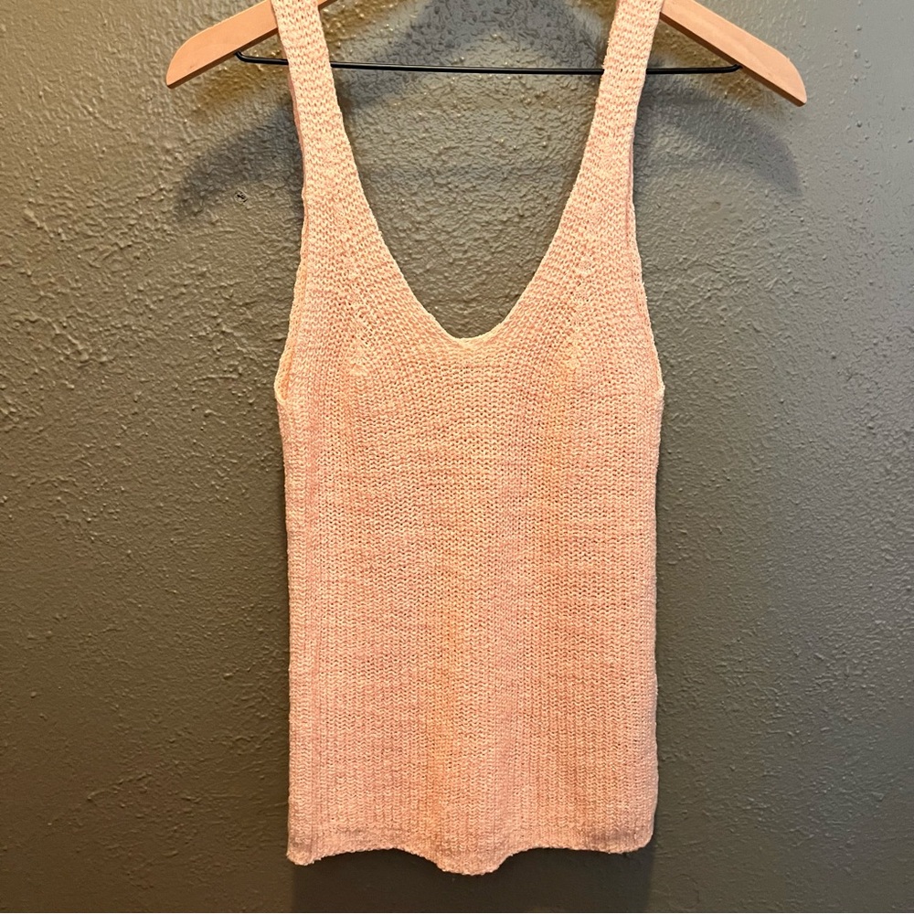 Madewell Monterey Sweater Vest Lucid Pink Knit V-Neck Tank Top - Picture 2 of 5